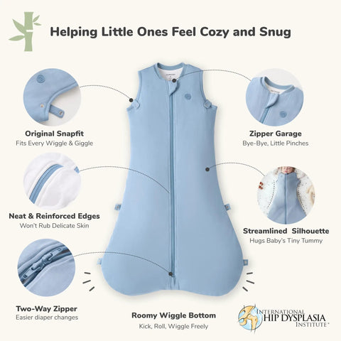 IHDI Certified Hip Friendly Sleep Sack For Babies 0 To 6 Months With 1.5 Tog Wearable Blanket Plush Filling Blue