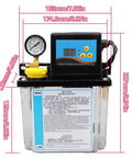 Front view of 2L CNC Lubrication Pump Kit with 4mm and 6mm fittings, electromagnetic automatic oiling system, for CNC machine tools, AC110V or AC220V ready.