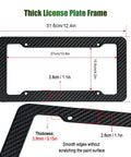 Slick Carbon Fiber Look License Plate Frame Set Black Carbon Pattern Plastic dimensions and details