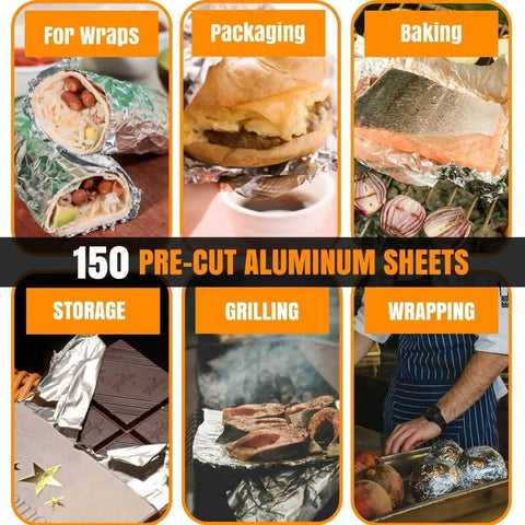 150 Sheets Insulation Aluminum Foil Sandwich Wrapping Paper Sheets 10.75 x 14 Inches for Sandwiches Burritos BBQ Use