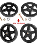 8 Inch Lawn Mower Wheel Kit For Push Mower Set Of 2 With Bolts And Nuts Bore Half Inch Spoke Hole One And A Quarter Inch installation