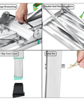 Close-up of hinge, reinforcement, foot cover, and pin on Portable Folding Scaffolding System With Multipurpose Work Platform Scaffold Tower.