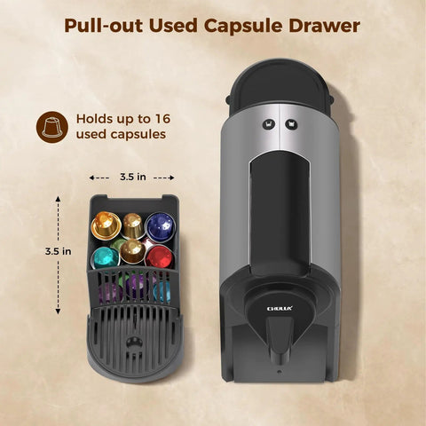 Compact Espresso Machine With 20 Bar Pump For Barista Grade Espresso One Touch Single Serve Coffee Maker Mystic Gray with capsule drawer