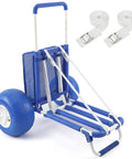 Massive Heavy Duty Beach Wagon With 12 Inch Big Wheels For Sand Balloon Tires Collapsible Utility Cart in blue with straps