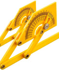 Adjustable Protractor Angle Finder Two Pack Measures Zero To One Eight Zero Degree Interior Exterior Bevel Gauges showing yellow plastic construction and angle markings.