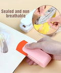 Slick Handheld Mini Bag Sealer And Quick Cutter Portable Heat Resealer Machine For Food Storage and Snack Packing in use.