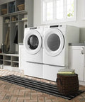 Laundry room with washer and dryer setup, suitable for Genuine OEM Telescoping Dryer Vent Kit Stainless Steel, Adjustable To Eighteen Inches, Fits Small Laundry Spaces With Two And A Half Inch Clearance, Standard Size Dryer Duct Kit For Easy No Fuss Install And Reliable Venting.