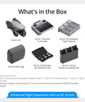 Air 3S Fly More Combo With Dual Screen Remote Controller, flight batteries, charging hub, and accessories in box setup.