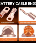 Copper lugs from Beefy Battery Terminal End Kit with flared hole, purple copper, crimp design for conductivity and stability