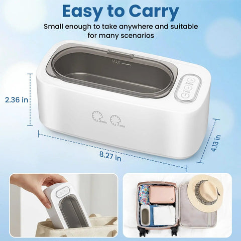 48 Kilohertz Ultrasonic Cleaning Machine For Jewelry Glasses Earbuds Dental Plates And Watch Straps Packs, compact design with 400ml capacity.