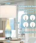 Set of 2 Rustic Farmhouse Table Lamps for Living Room and Bedroom, 3 Way Dimmable Touch Control Lamps With USB Charging Ports, 26-inch lamp with beige shade