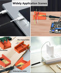 Silicone Soldering Stand With 8 Slot Tray And Third Hand Soldering Station For 32AWG To 12AWG Wires, Anti Slip Base, Tube Sponge, Helping Hands Holder, 1 Pc Black, Great For Electronics DIY And Repairs in use on workbench.