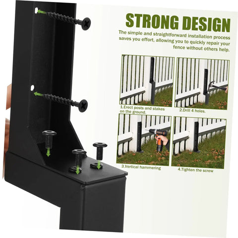 Heavy Duty Metal Fence Post Repair Anchors 2 Pack Ground Spikes for stabilizing tilted or broken wood fences quick install guide