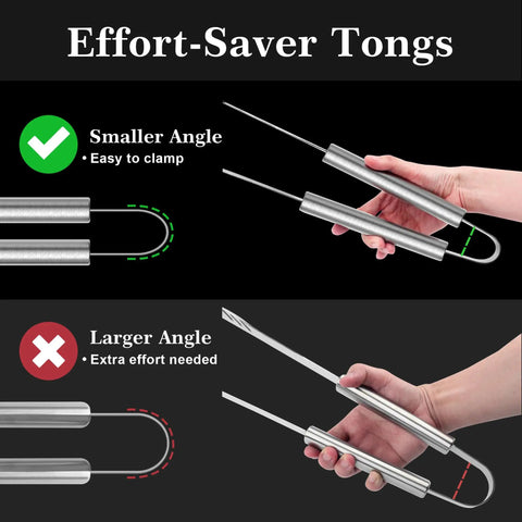 Effort-saver tongs from Pro Grade Stainless Grill Tools Set 3 Piece BBQ Utensils Spatula Tongs Fork With Insulated Glove Built For Outdoor Grillin Rubber Free Design Keeps Handles From Getting Sticky Durable All Stainless Steel Gear The Ultimate Gift For Men And Dads