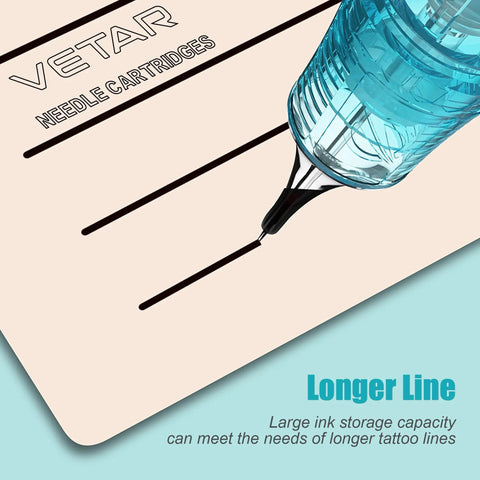 Tattoo Cartridge Needles 0603RLL For Precision Lining And Shading Medical Grade PC Shell With Japanese Stainless Steel Needles, close-up longer line tip