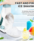 Manual Ice Shaver With 16 Stainless Steel Blades, Fast Shaving Rotary Snow Cone Machine creating fluffy shaved ice