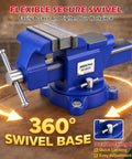 Heavy Duty 6 Inch Bench Vise With Jaw Pads And Anvil For Woodworking Drilling And Pipe Cutting 360 Degree Swivel Locking Base 4500 Lbs Clamping Force Beast Mode Strength