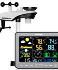 12 In 1 Weather Station With Indoor Outdoor Sensors And Rain Gauge, Temperature And Humidity Monitor, No WiFi, 8 Inch High Contrast Display, Senior Friendly Big Font, Wireless Gray Weather Kit For Home And Garden