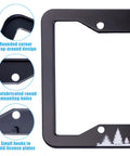 Close-up of Two Pack Universal Car License Plate Frames With Screws For US Plates Twelve Point Three By Six Point Three Inches Aluminum Weatherproof Durable Plate Holder Decor For Women And Men showing rounded corners and mounting holes.