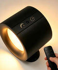 Sthalaxis LED Wall Lights Rechargeable Wall Sconce Magnetic 360°Rotating and Dimmable,Remote & Touch 3 Color Temps Cordless Lights for Reading Bedside (Black) remote in hand