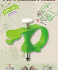 Illustration of a green needle puller, part of the Three In One Hand Sewing Tool With Needle Puller And Thread Cutter Plus Sewing Thimble.