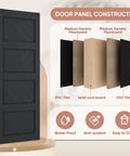 Sliding Barn Door 42x84 Inch Four Panel Black Wave Shape Barn Door With Hardware Kit Included, Pre Drilled Holes and construction details