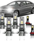 Hyundai Sonata Fog Light Bulb Kit 2011 2012 2013 2014 4pc Super Bright White Dual Beam And Fog Light Bulbs 1 To 1 Size Stock Replacement Plug And Play with car