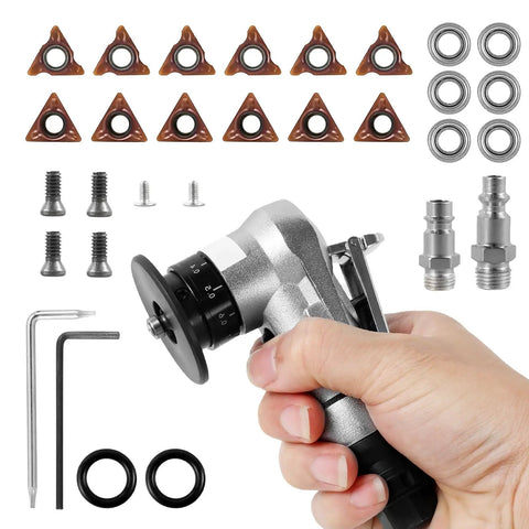 Abizarch Mini Pneumatic Chamfering Machine 30K RPM Air Beveler With Adjustable Speed Knob Portable Handheld Deburring Tool parts with blades and accessories