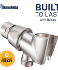 Solid Metal Handheld Shower Head Holder In Brushed Nickel Adjustable Wand Mount With Universal Wall Hook Bracket And Brass Pivot Ball