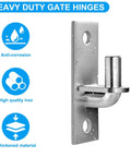 Heavy Duty Wall Mount Gate Hinges For Farm And Chain Link Fences With Five Eighths Inch Hinge Pin 2 Pack Durable Iron With Galvanized Coating Screws Not Included
