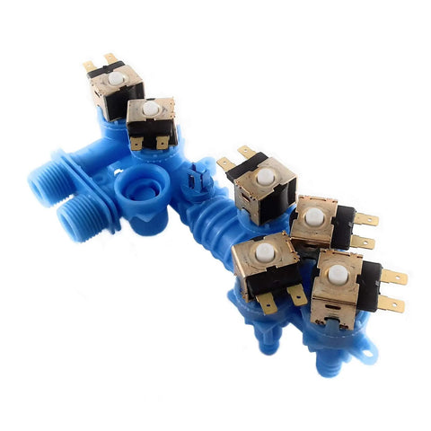 Close up of Washing Machine Water Inlet Valve Assembly Fits Whirlpool Kenmore Maytag Models W10853723 W10342320