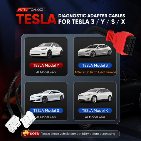 Tesla Diagnostic Cable TCAN003 for Model 3 Y S X with 20 Pin and 12 Pin to 16 Pin OBDII Adapter illustration
