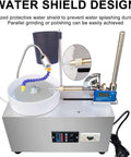 Top Shelf Gem Faceting Machine Featuring Dead Quiet 180W Motor With Smooth Variable Speed Control And Dead Nuts Accurate Digital Angle Display, showcasing water shield design.