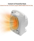 Personal Space Heater With 1500W Power, Adjustable Thermostat, Three Heat Settings And Energy Save Mode, white portable design
