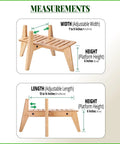 Measurement details for Top Shelf Bamboo Dog Food And Water Dispenser Stand For Medium Dogs Adjustable Pet Feeder Rack.