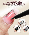 Cat Eye Nail Magnet Set 3 In 1 Cylinder Magnet Kit creating nail art with pen on gel nails
