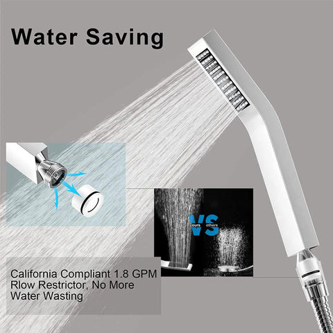 Water-saving feature of Matte Black Rain Shower Head With Handheld Spray Kit 6 Inch Rainfall Showerhead 78 Inch Hose