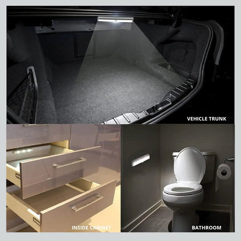 Battery Operated LED Motion Sensor Lights Stick On Under Cabinet Lighting With 10 LEDs Magnetic Wireless Night Lights, vehicle trunk, cabinet, bathroom