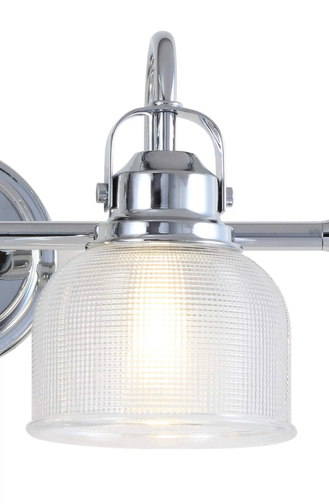 Close-up of Dope Chrome 3 Light LED Bathroom Vanity Wall Sconce With Clear Glass Bell Shades ETL Listed Includes LED Bulbs