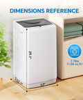 Compact Portable Washing Machine With Full Automatic 1.06 Cubic Feet Capacity And 10 Wash Cycles Smooth Quiet Design dimensions reference image.