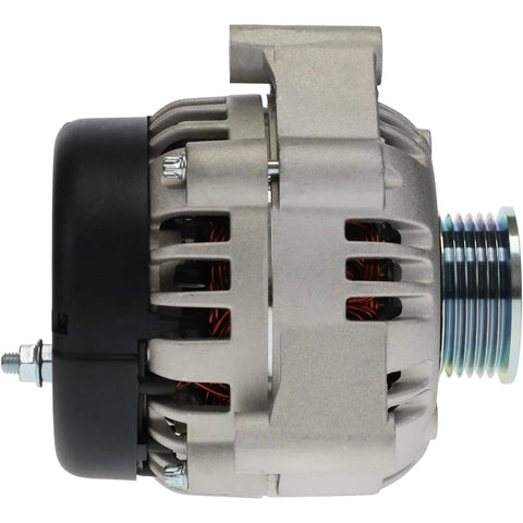 Side view of New Alternator For Chevy GMC Olds Isuzu Blazer Astro Jimmy Sonoma S10 V6 4 3 Engine Drop In Replacement Reliable High Output.