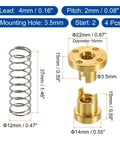 Tr8x4 POM Anti Backlash Spring Loaded Nut 4 Pack Elimination Gap Nut dimensions and components, gold, for DIY CNC and 3D printers