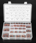 Cool 570PC Solid Copper Washers Kit With 30 Sizes For Car Oil Drain Sump Plug Marine Generator Engine Fixing Leaky Fuel Lines Hydraulic Systems Compartments Keep Everything Sorted So You Grab The Right Ring For Your Ride Fix No Wait Time. Copper washer kit in plastic organizer box with labeled 30 sizes
