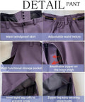 Detailed view of men's baggy snow suit pants with waterproof, windproof features and storage pockets. Mens Baggy Snow Suit With Insulated Ski Jacket And Pants Set Waterproof Windproof Breathable Snowboarding Gear Loose Fit Snow Outfit For Cold Weather And All Mountain Trails Everyday.