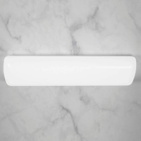 24 Inch LED Vanity Light And Flush Mount With 5 CCTs 2700K 3000K 3500K 4000K 5000K Energy Star Certified Damp Location White Finish Sleek Bath Fixture For Homes And Small Commercial Spaces, front angle on marble background