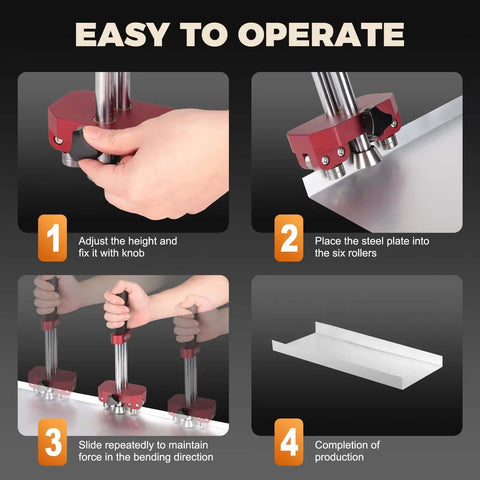 Edge Roller Bender For Sheet Metal Pro Grade Standing Seam Roofing Tool With Adjustable Height and 0 to 90 Degree Bending Steps