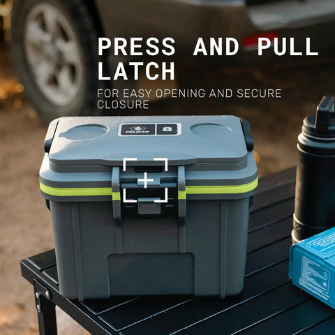 8 Quart Personal Lunch Box Cooler That Keeps Drinks Ice Cold All Day With Removable Ice Pack on outdoor table