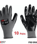 Heavy Duty Nitrile Reusable Work Gloves For Any Task With Cut Resistant Palm Latex Free 5-Pack Large Black Gloves Grippy For Automotive