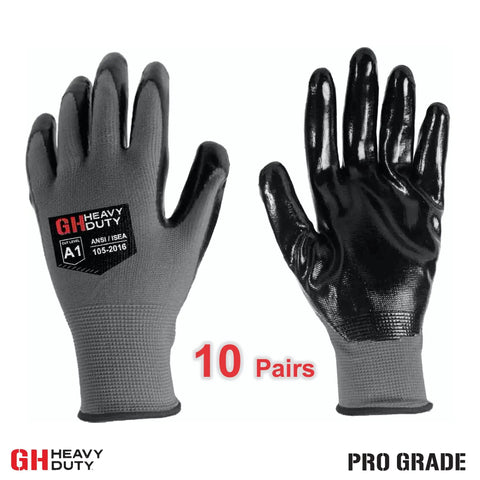Heavy Duty Nitrile Reusable Work Gloves For All Purpose Hand Protection With Cut Resistant Palm Ideal For Auto Repair Painting Plumbing Cleaning Salons Household Tasks Latex Free 15 Pack Large Grip Ready