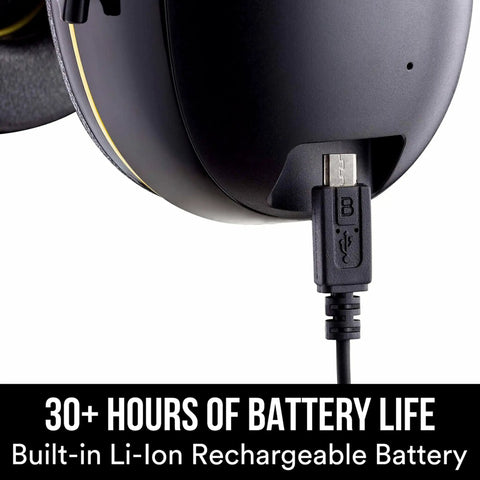Charging port view of WorkTunes Connect Hearing Protector With Bluetooth Wireless Tech And High Fidelity Sound 24 DB NRR Earmuffs